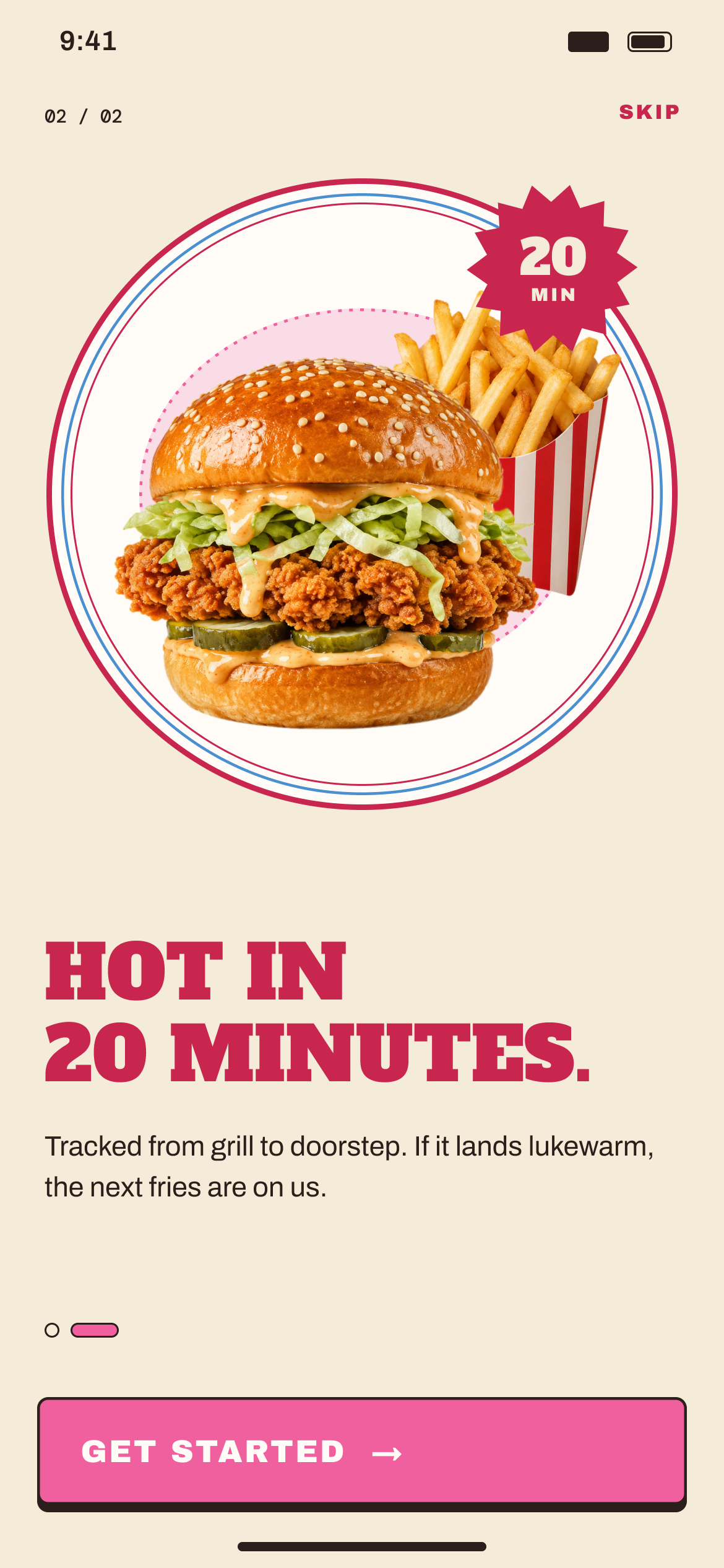 House Burger: The second promise is a stamp: hot in 20 minutes, or the next fries are on the house.