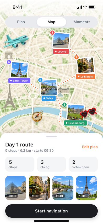 Wayfolk: The itinerary becomes a route the whole group can understand.