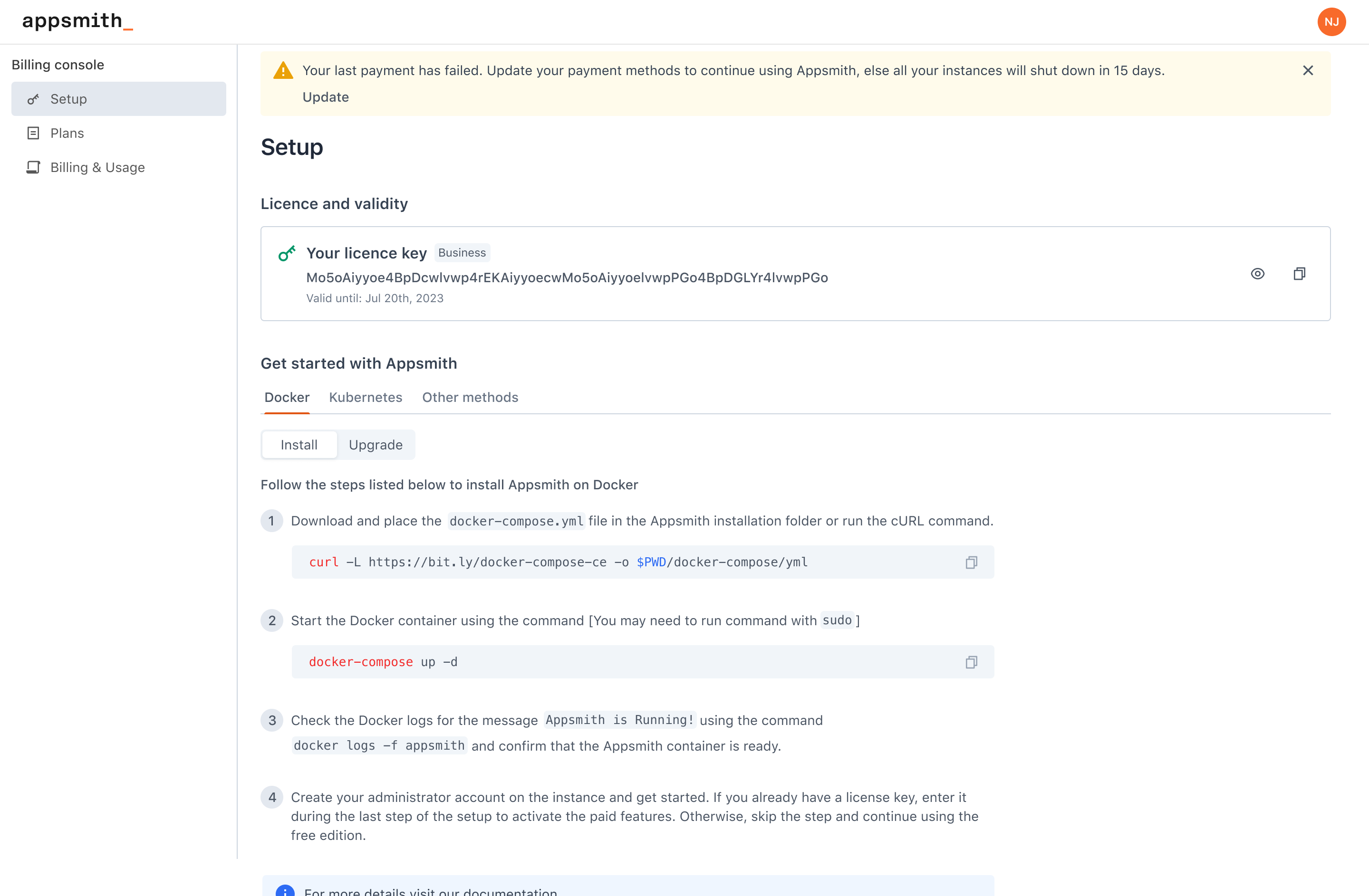 Appsmith Billing: Turned a failed payment into a time-bound recovery path instead of a generic warning