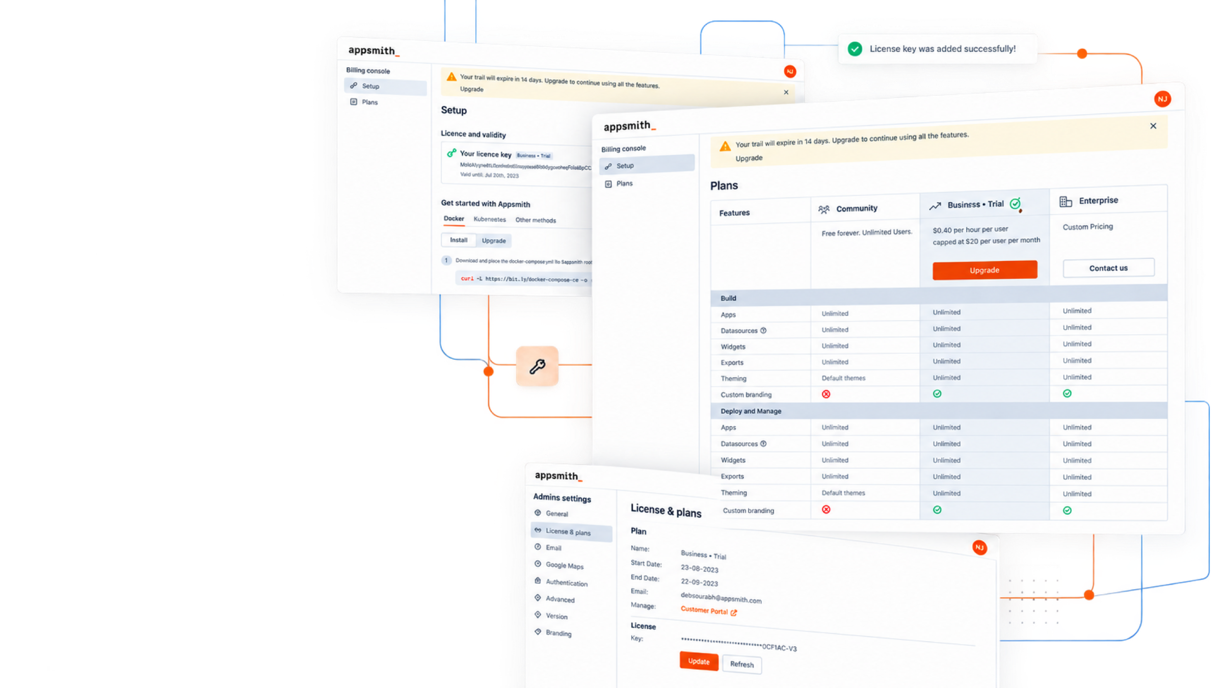 Layered Appsmith billing interfaces connected as one resilient system