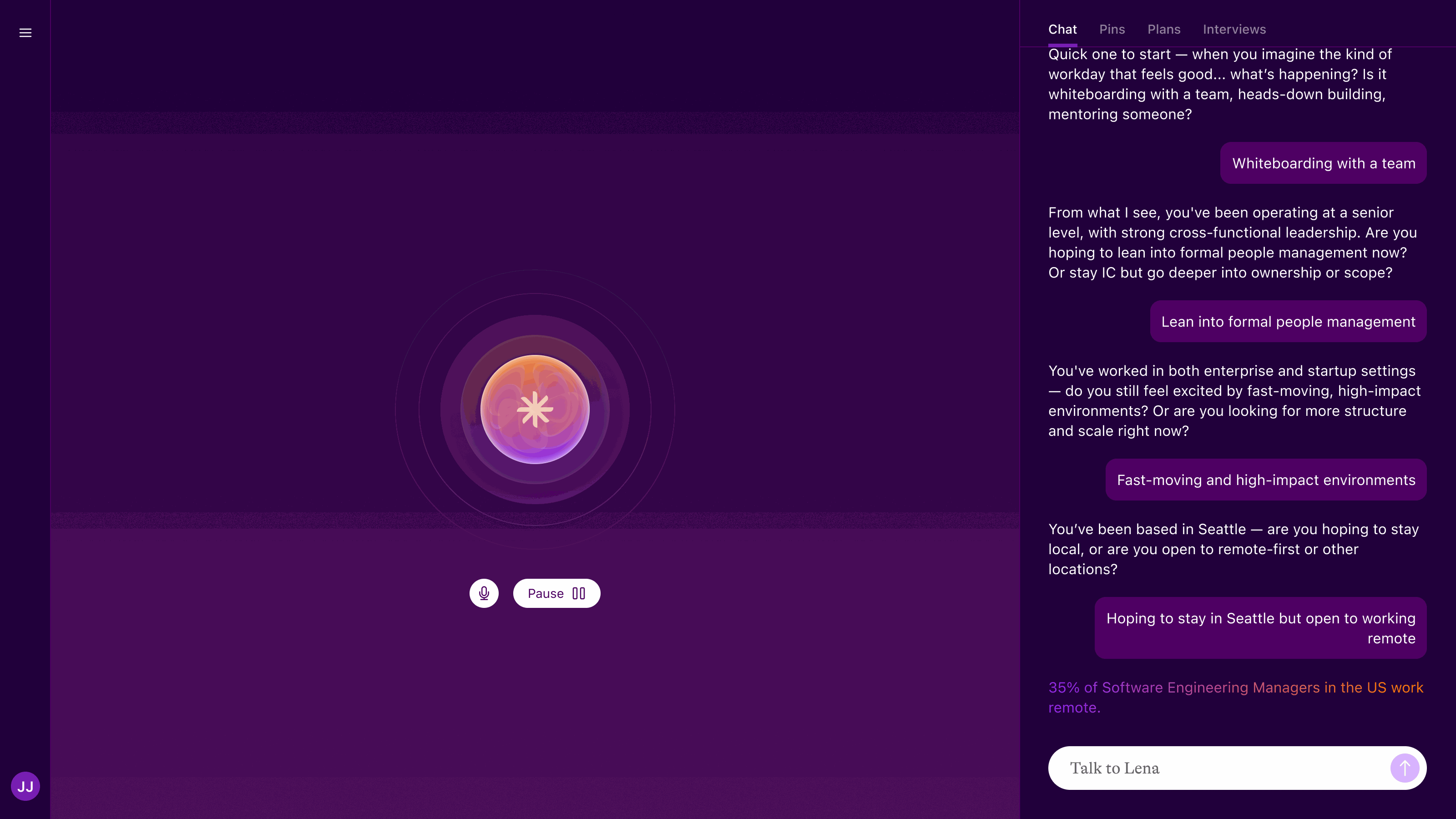Career SPOT: Collected preferences progressively through a voice-led conversation