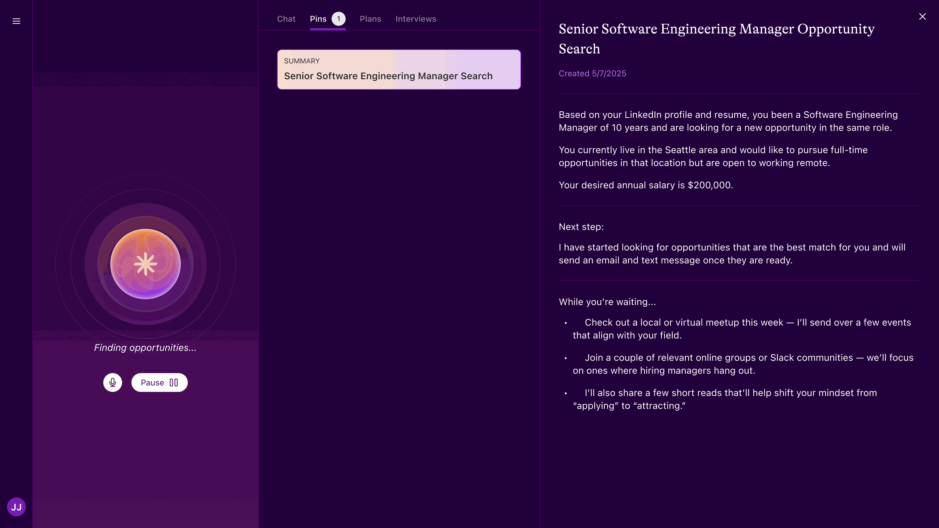 Career SPOT: Translated the conversation into an editable Path and explicit match criteria
