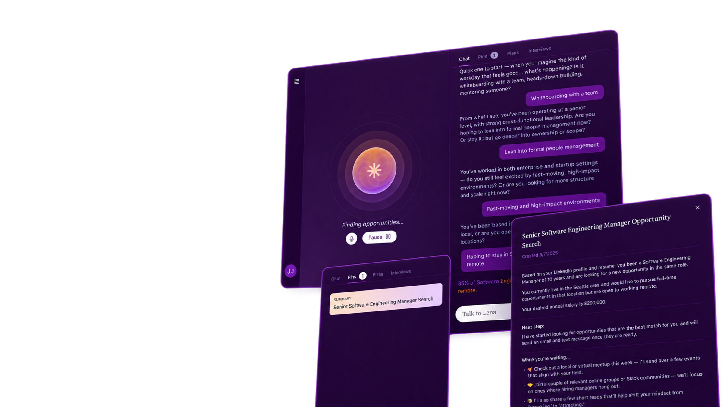 Layered Career SPOT planning and opportunity interfaces