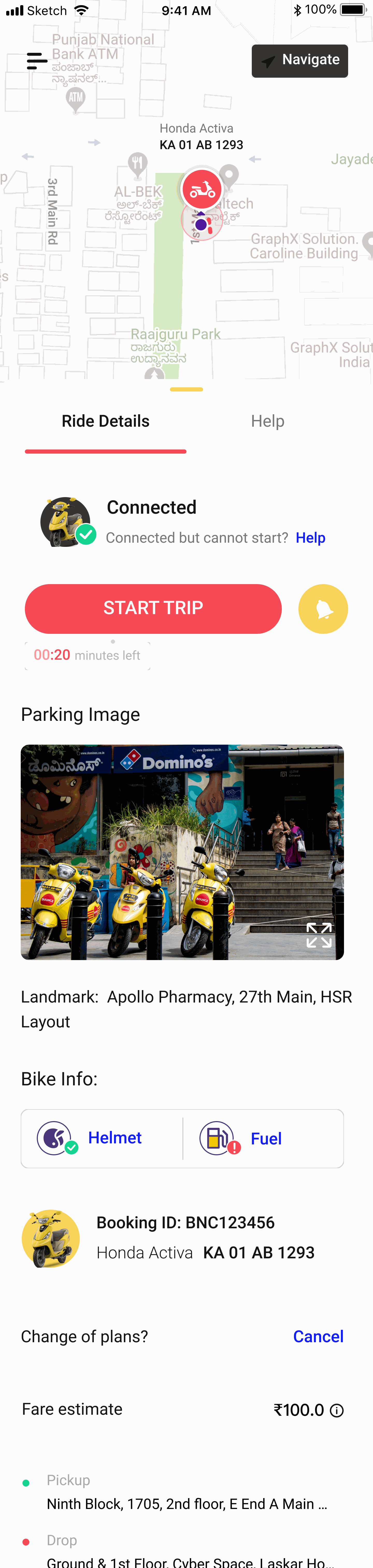 Carnot: Confirmed phone-to-vehicle connection before presenting the start-trip action