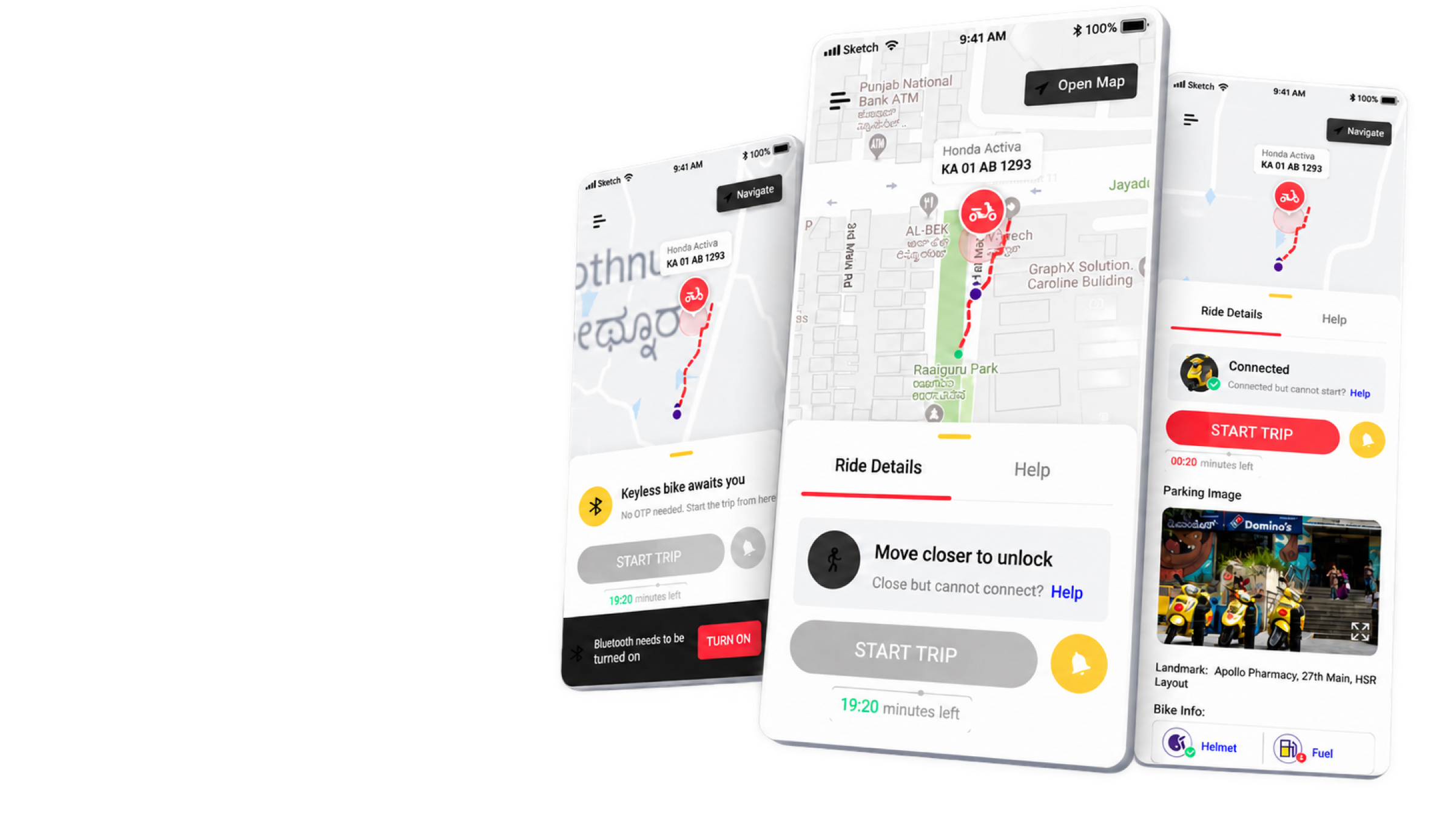 Layered connected-scooter journey and ride control interfaces