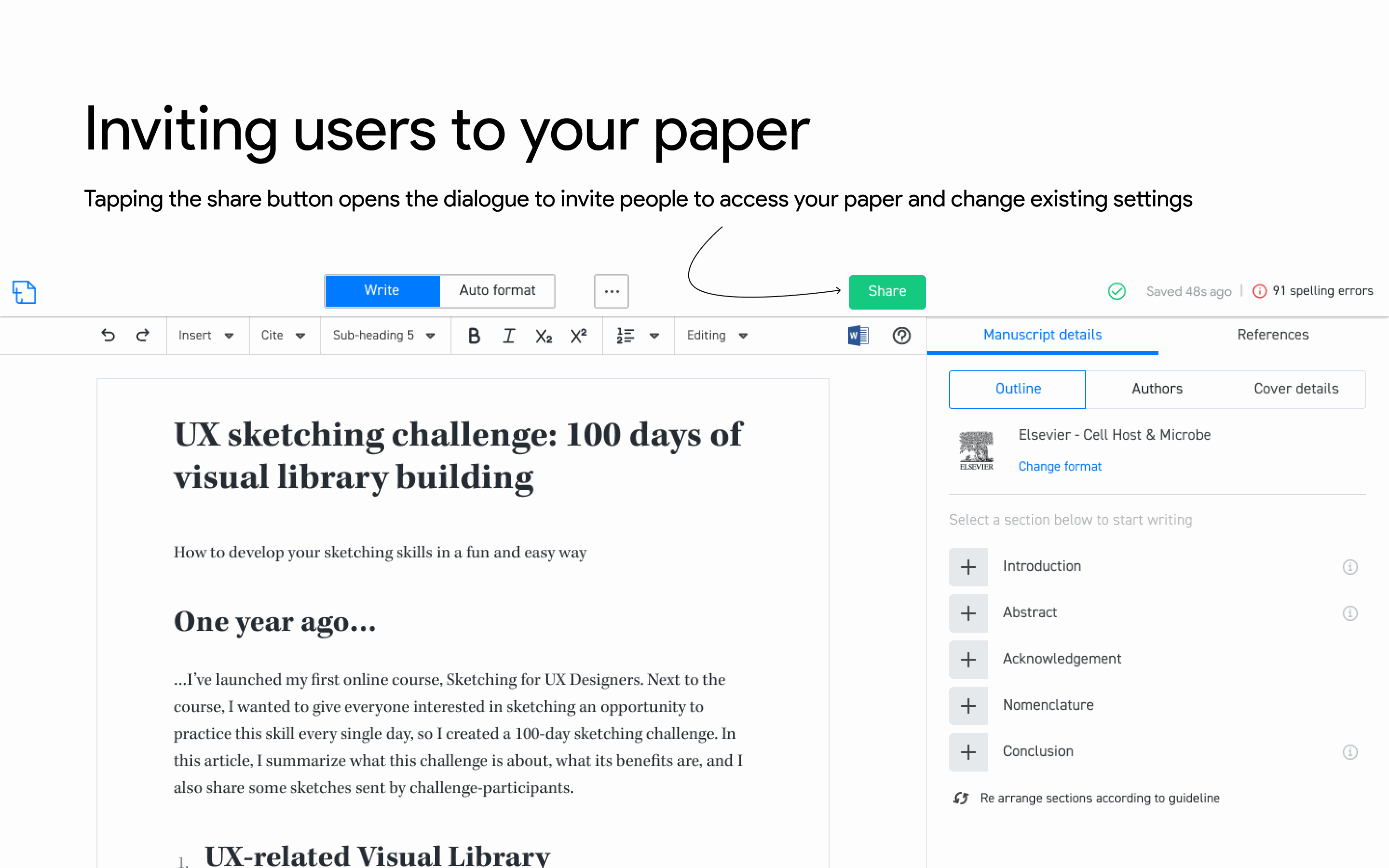 Typeset Collaboration: Kept sharing anchored to the active manuscript